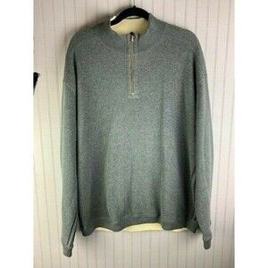 Hathaway Mens Sweater Size L Gray Long Sleeve 1/4 Zip Medium Weight